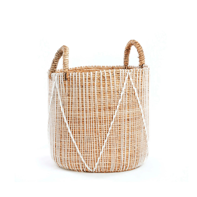 The Straight Stitched Macrame Basket - M in cotton — handmade luxury storage basket curated by Laiyahome