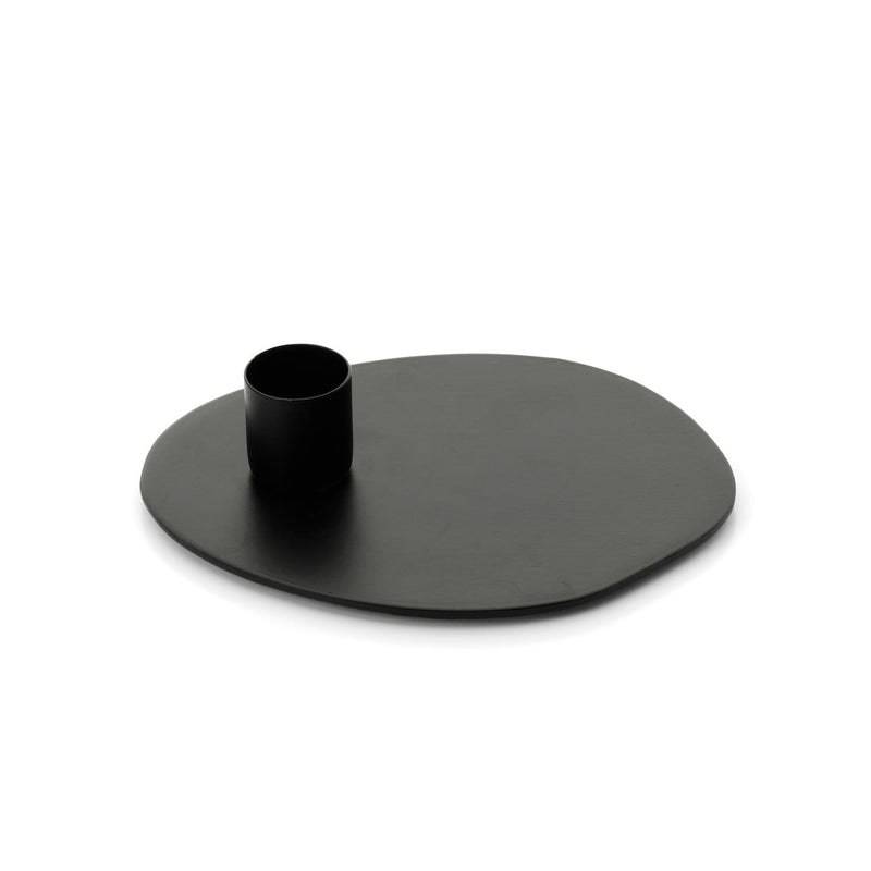 The Glowpad Candle Holder - Black - S in brass — handmade luxury tea light holder curated by Laiyahome