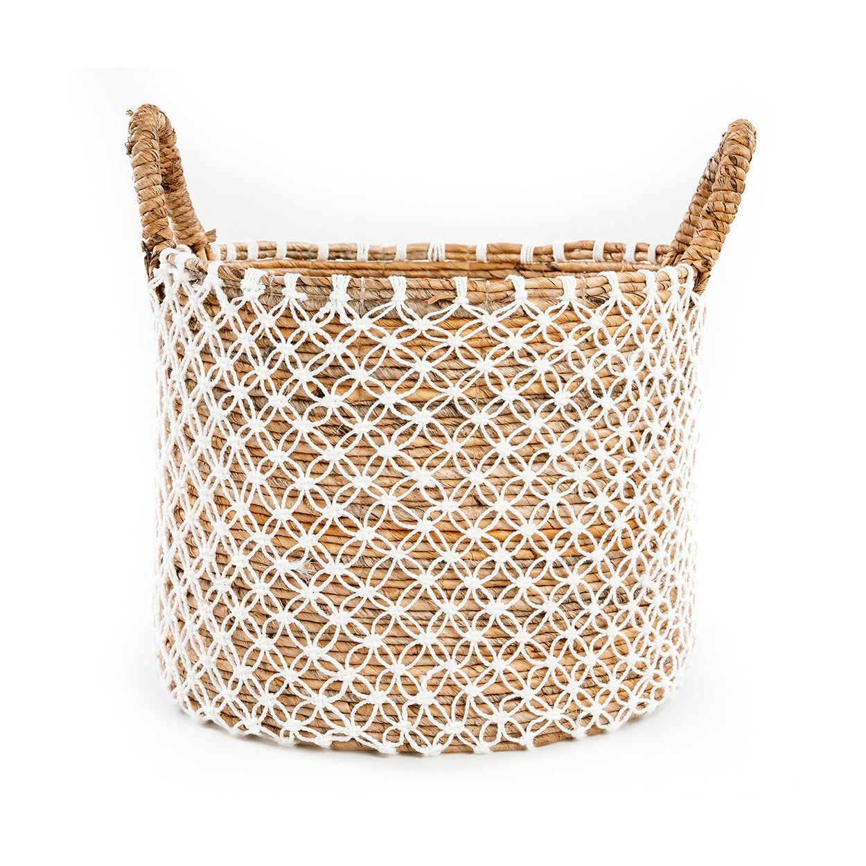The Crossed Stitched Macrame Basket - L in cotton — handmade luxury storage basket curated by Laiyahome