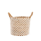 The Crossed Stitched Macrame Basket - M in cotton — handmade luxury storage basket curated by Laiyahome