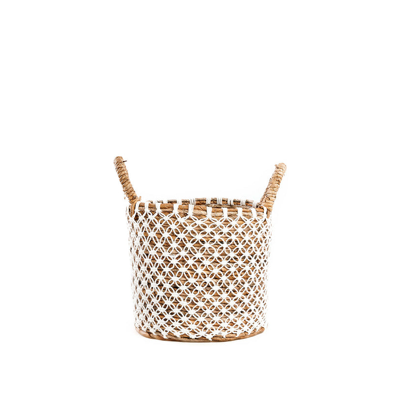 The Crossed Stitched Macrame Basket - S in cotton — handmade luxury storage basket curated by Laiyahome