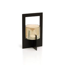 The Hurricane Framed Candle Holder - Black - L – brass tea light holder in black – product view 1