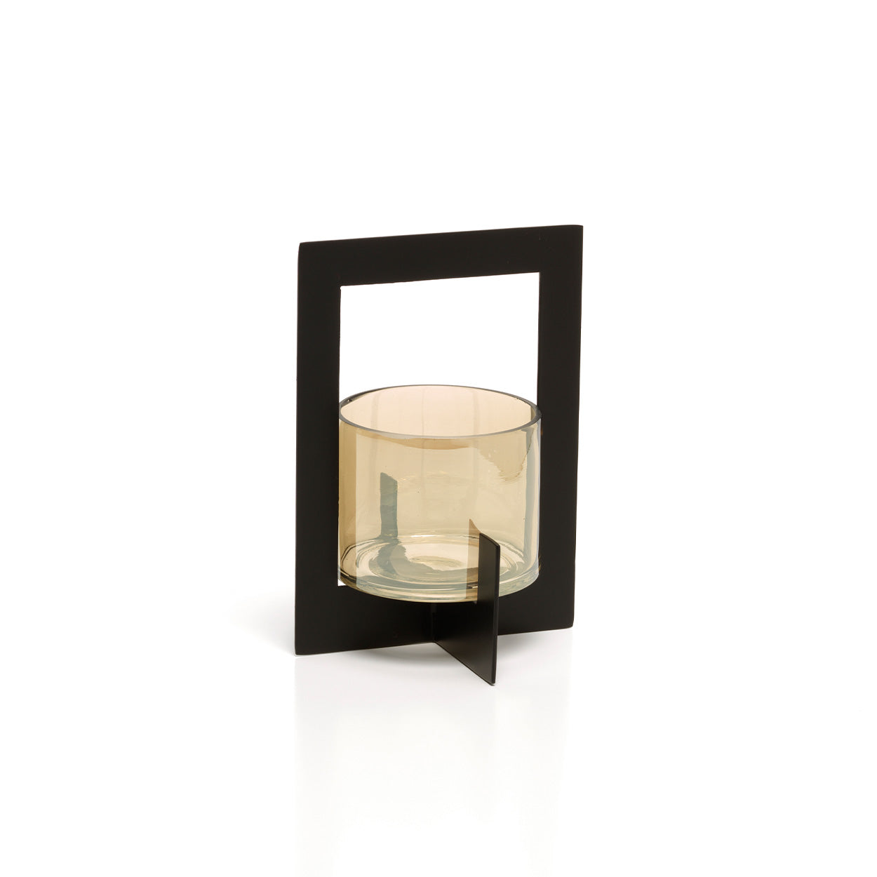 The Hurricane Framed Candle Holder - Black - M in brass — handmade luxury bowl curated by Laiyahome