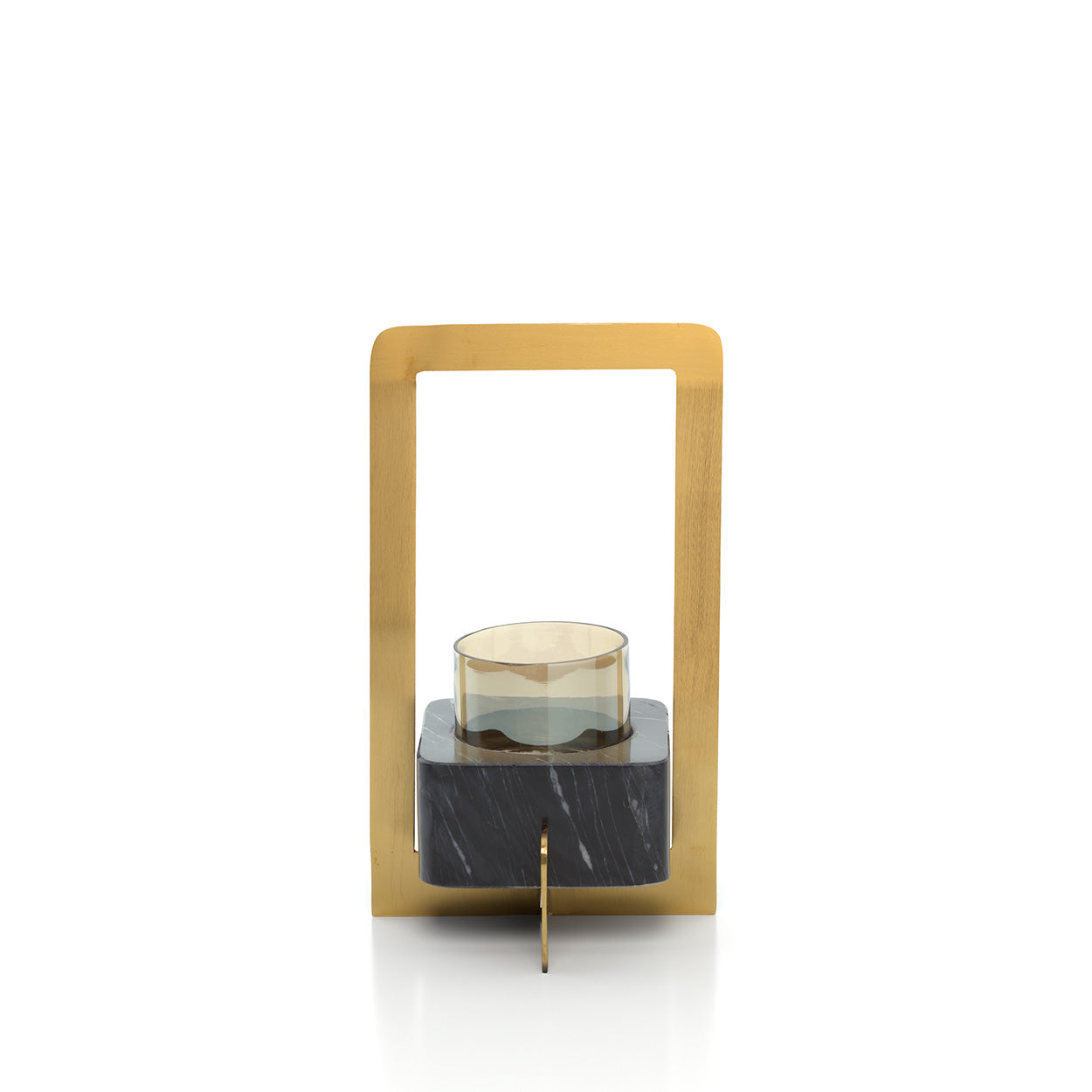 The Marbre d’Or Candle Holder - Gold Black - L in brass — handmade luxury tea light holder curated by Laiyahome — view 2