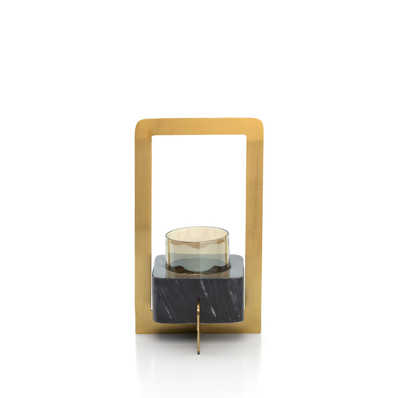The Marbre d’Or Candle Holder - Gold Black - L in brass — handmade luxury tea light holder curated by Laiyahome — view 2