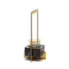 The Marbre d’Or Candle Holder - Gold Black - L in brass — handmade luxury tea light holder curated by Laiyahome