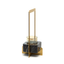 The Marbre d’Or Candle Holder - Gold Black - L in brass — handmade luxury tea light holder curated by Laiyahome