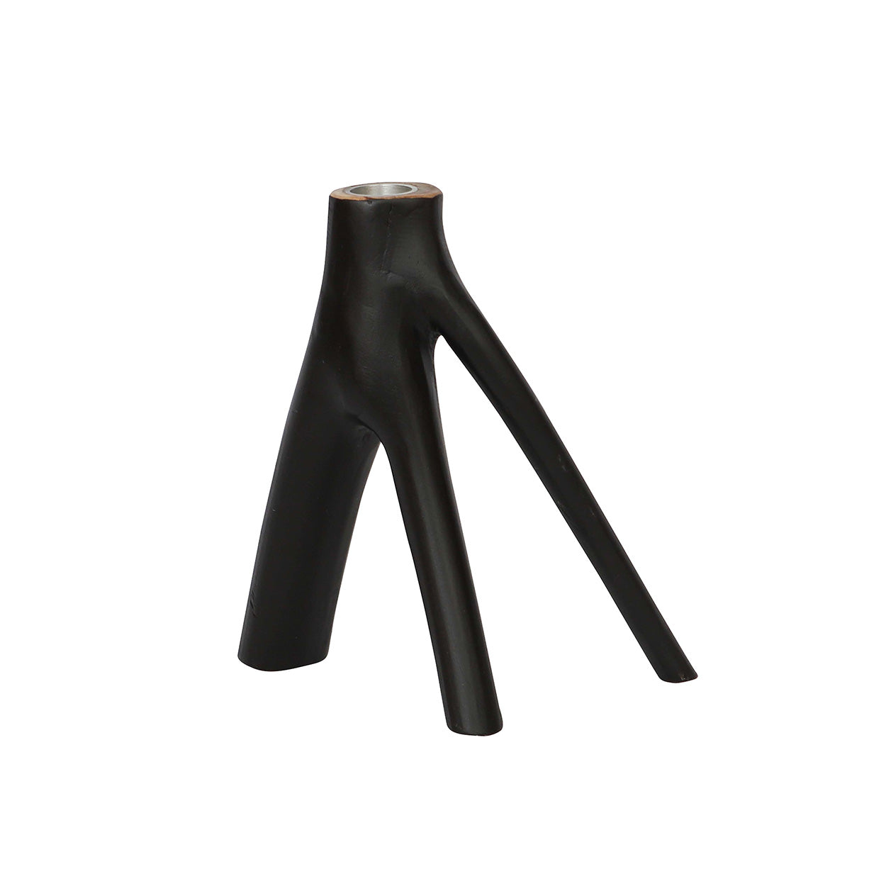 The Triple Twig Candle Holder - Black – wood tea light holder in black – product view 1