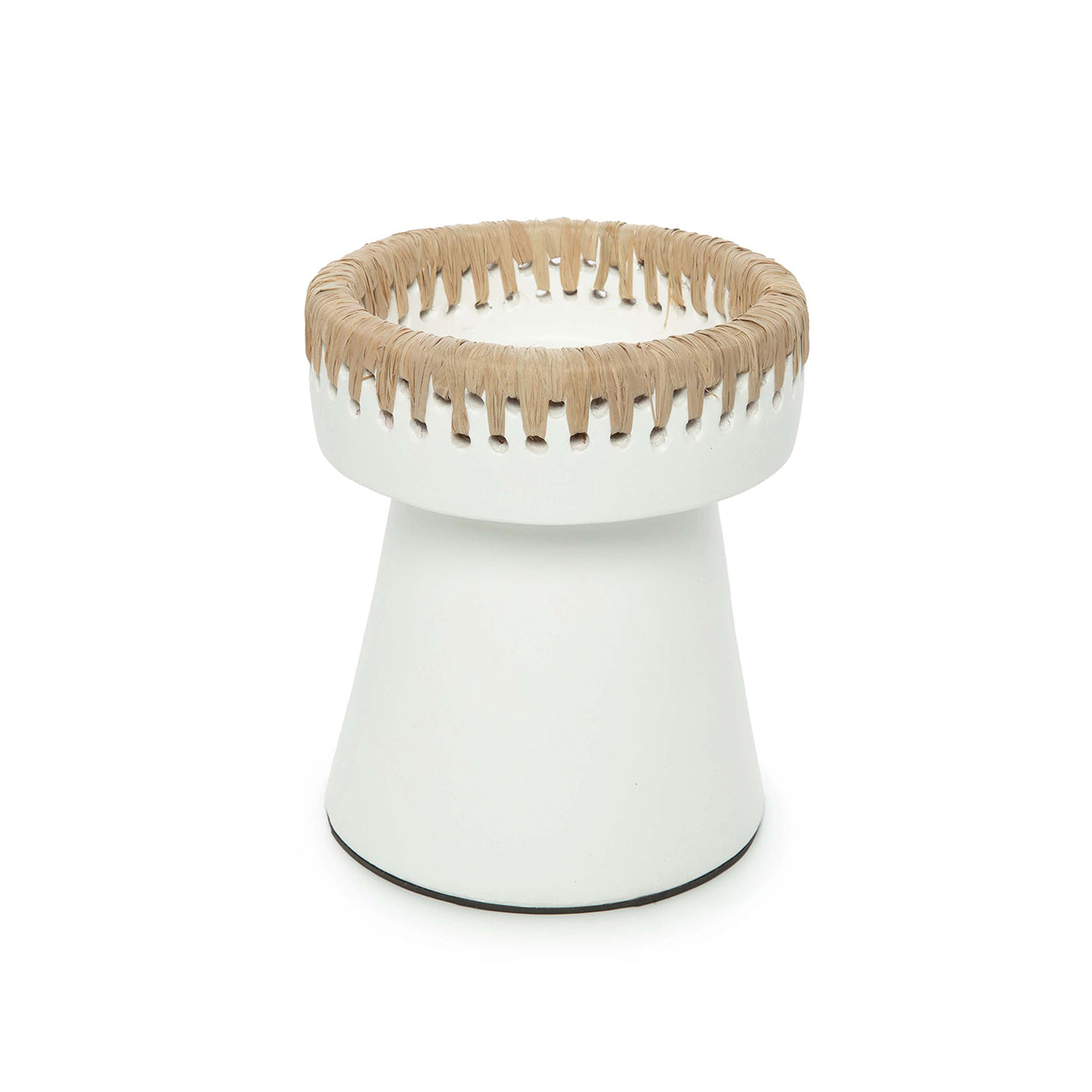 The Pretty Candle Holder - White Natural - M – terracotta tea light holder in white, beige – product view 1