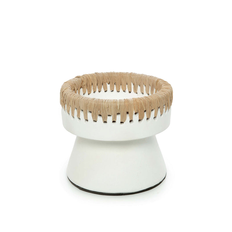 The Pretty Candle Holder - White Natural - S – terracotta tea light holder in white, beige – product view 1