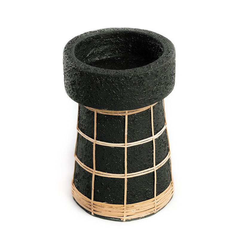 The Serene Candle Holder - Black Natural - L in terracotta — handmade luxury tea light holder curated by Laiyahome