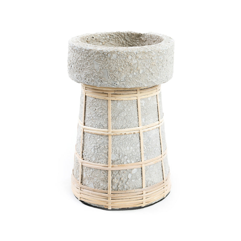 The Serene Candle Holder - Concrete Natural - L in terracotta — handmade luxury tea light holder curated by Laiyahome
