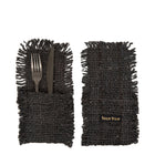 The Oh My Gee Cutlery Holder - Black Navy in cotton — handmade luxury knife rest curated by Laiyahome — view 2