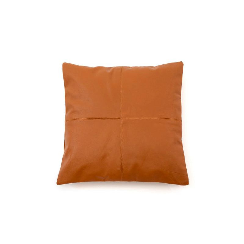 The Four Panel Leather Cushion Cover - Camel - 40x40 in leather — handmade luxury cushion cover curated by Laiyahome