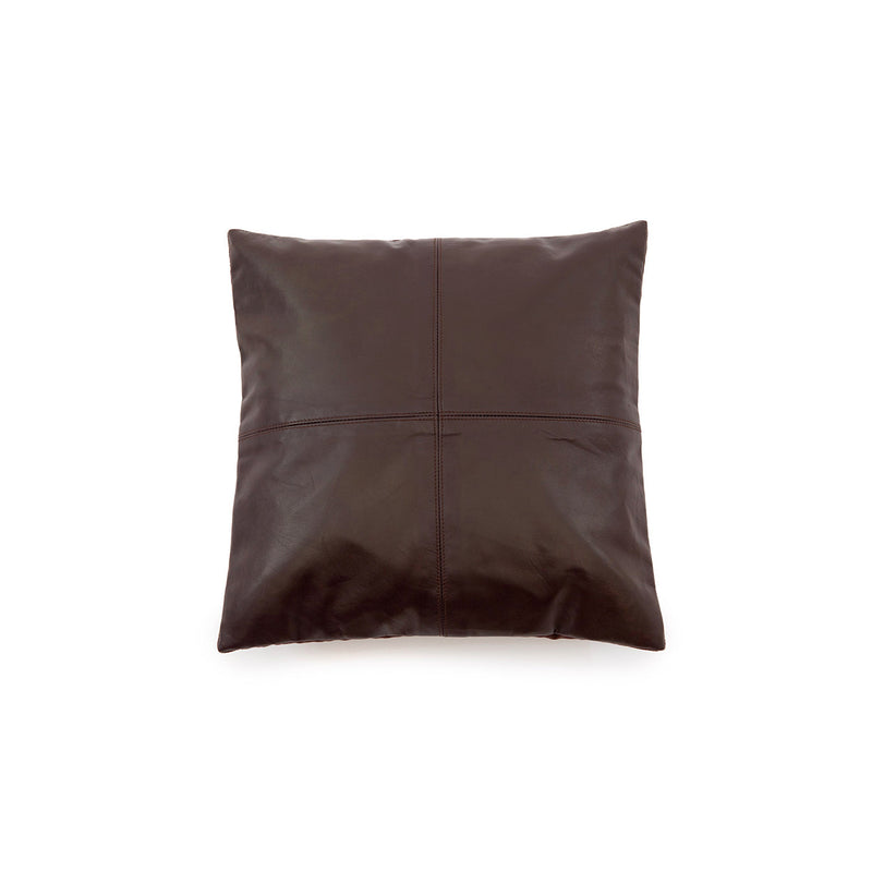 The Four Panel Leather Cushion Cover - Choco - 40x40 in leather — handmade luxury cushion cover curated by Laiyahome