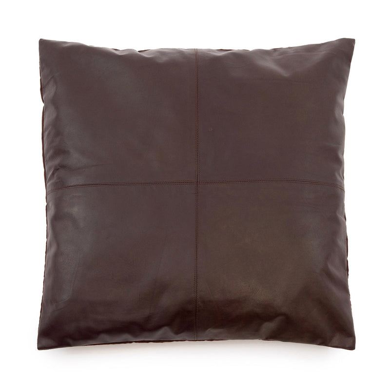 The Four Panel Leather Cushion Cover - Choco - 60x60 in leather — handmade luxury cushion cover curated by Laiyahome
