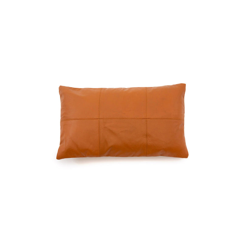 The Six Panel Leather Cushion Cover - Camel - 30x50 in leather — handmade luxury cushion cover curated by Laiyahome