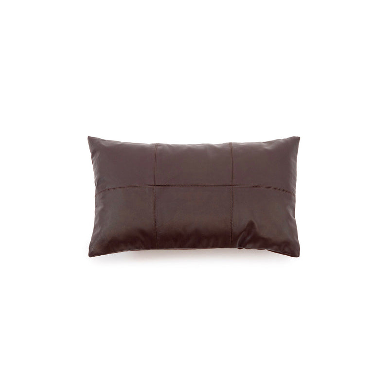 The Six Panel Leather Cushion Cover - Choco - 30x50 in leather — handmade luxury cushion cover curated by Laiyahome