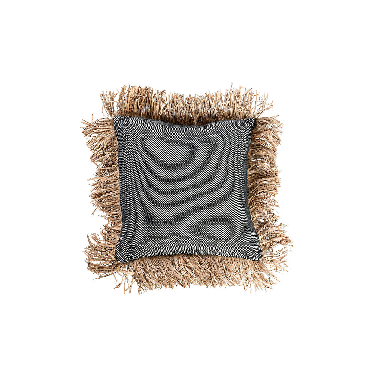 The Cotton Bonita Cushion Cover - Natural Black - 40x40 in cotton — handmade luxury cushion cover curated by Laiyahome