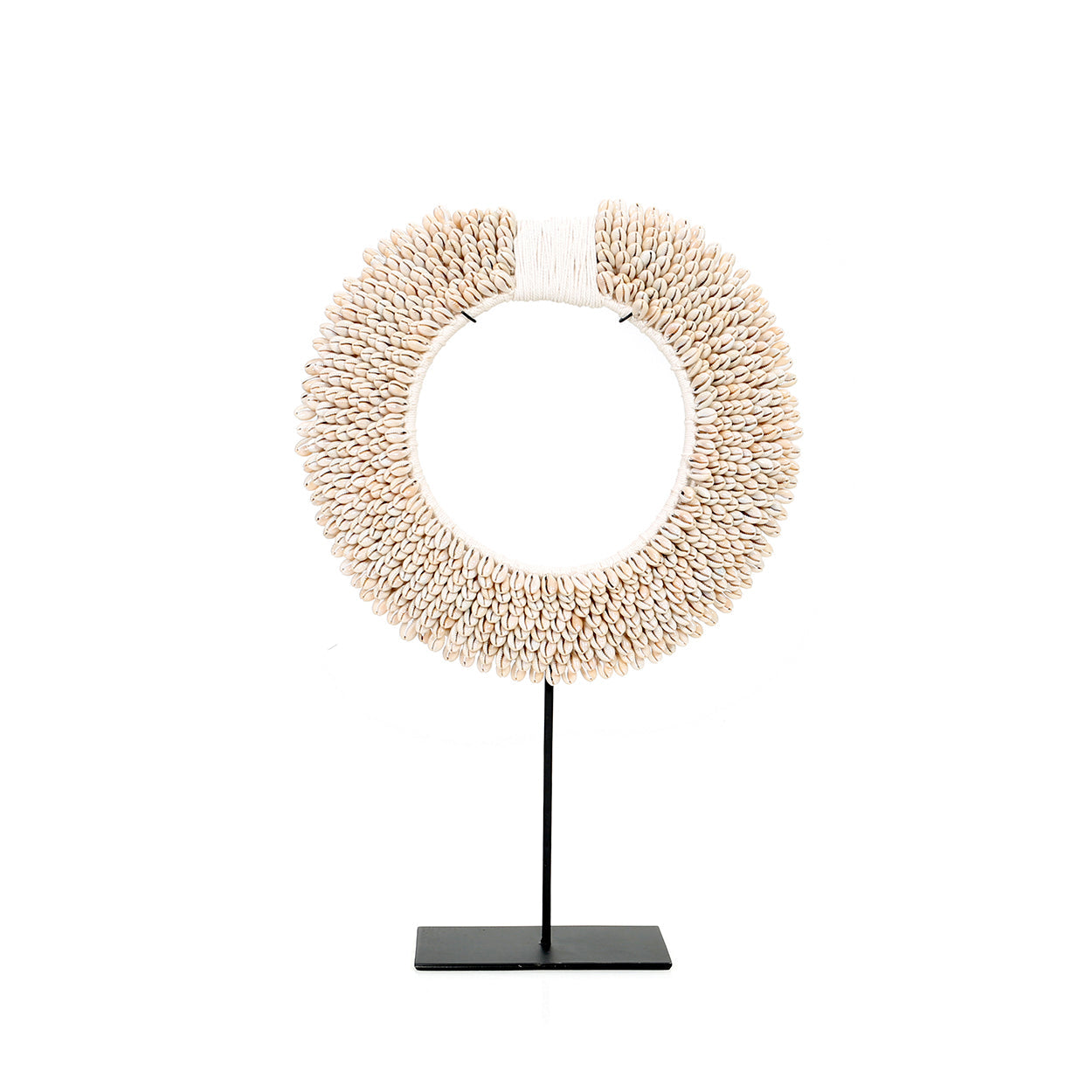 The Papua Shell Disc on Stand - White - M in iron — handmade luxury standing decoration curated by Laiyahome