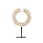 The Papua Shell Disc on Stand - White - M in iron — handmade luxury standing decoration curated by Laiyahome