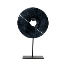 The Marble Disc on Stand - Black - L in marble — handmade luxury standing decoration curated by Laiyahome