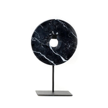 The Marble Disc on Stand - Black - M in marble — handmade luxury standing decoration curated by Laiyahome
