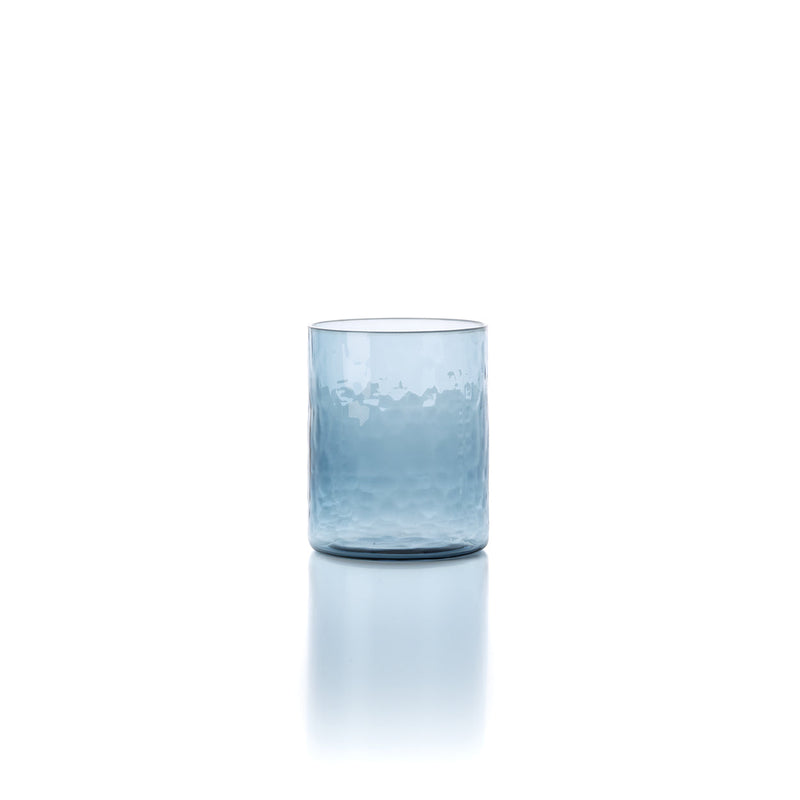 The Azure Hammered High Tumbler - Blue in glass — handmade luxury longdrink glass curated by Laiyahome