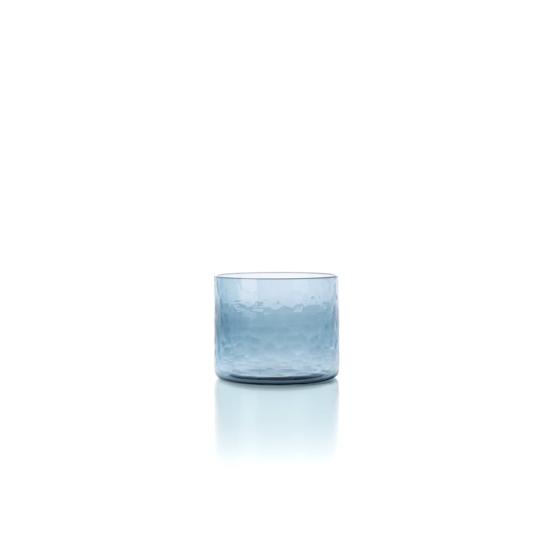 The Azure Hammered Low Tumbler - Blue in glass — handmade luxury tumbler curated by Laiyahome
