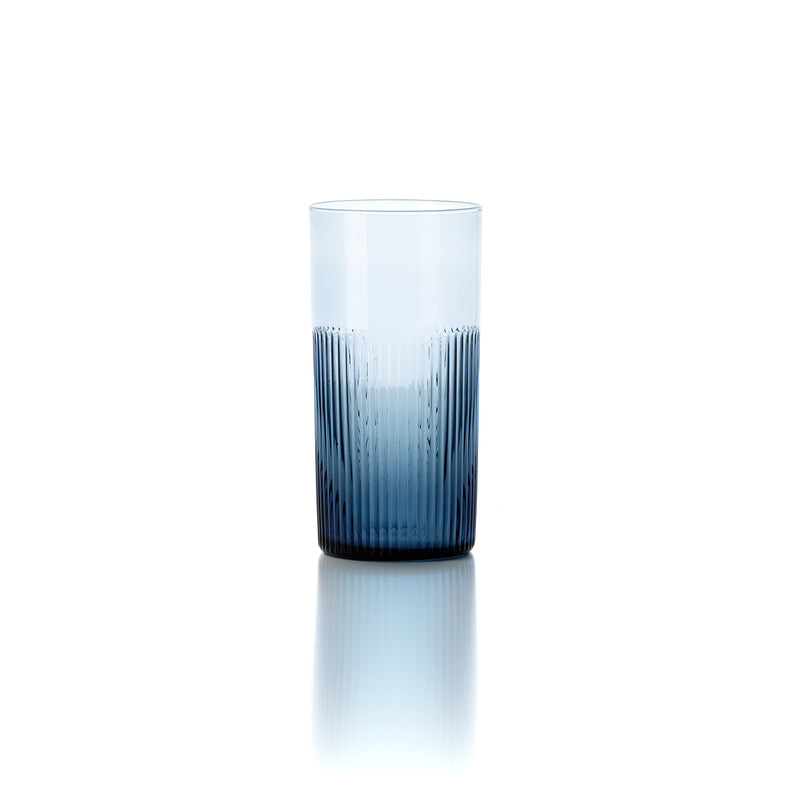 The Azure Rippled High Tumbler - Blue in glass — handmade luxury longdrink glass curated by Laiyahome