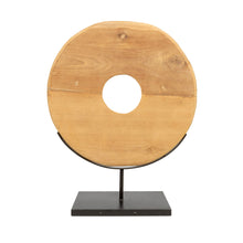 The Teak Disc on Stand - L in wood — handmade luxury standing decoration curated by Laiyahome