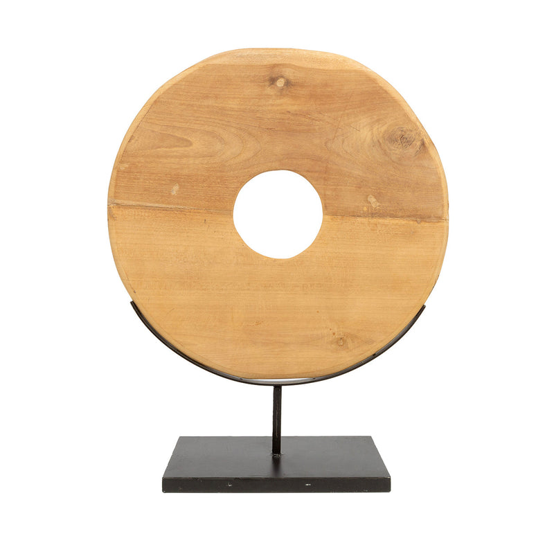 The Teak Disc on Stand - L