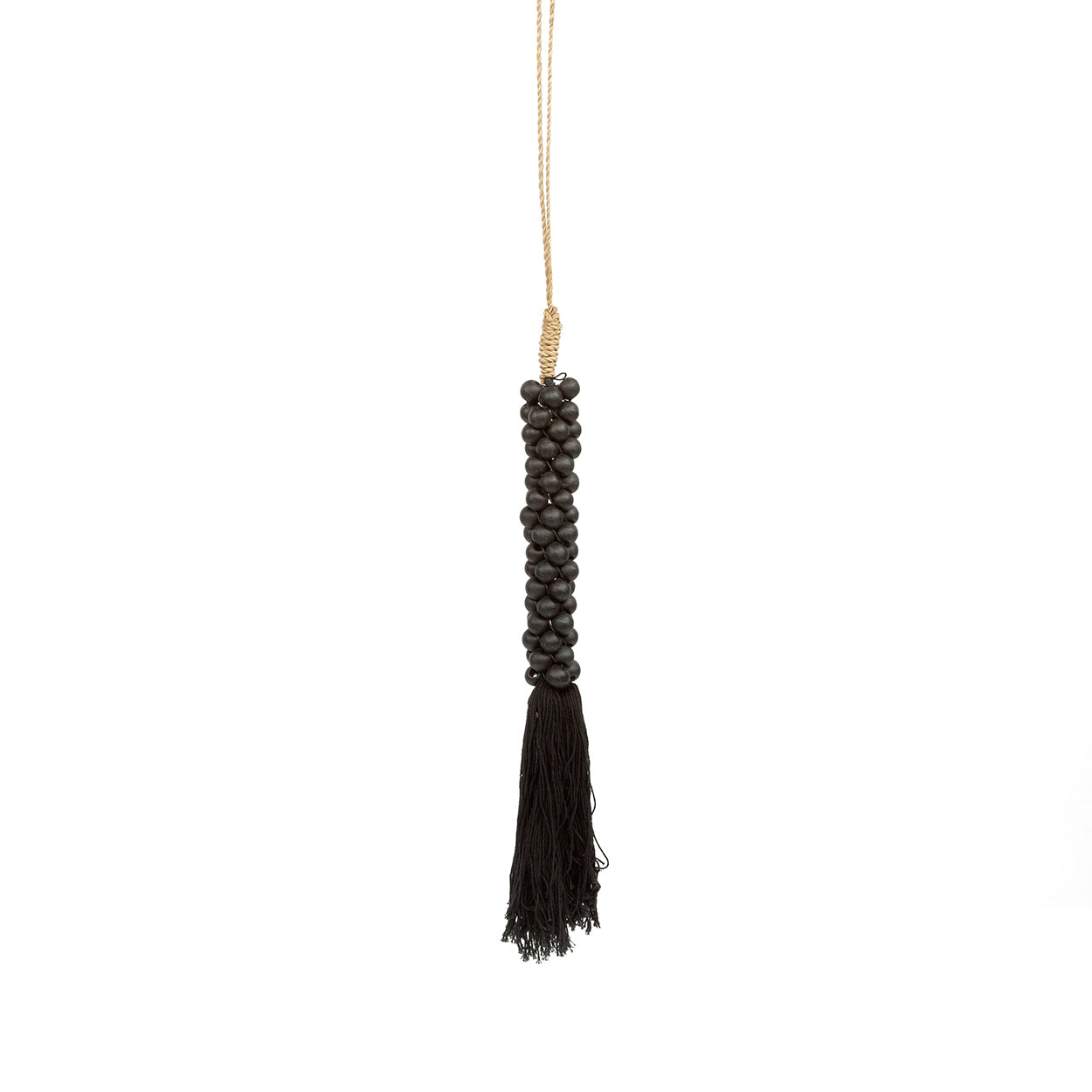 The Wooden Beads with Cotton Tassel - Black in wood — handmade luxury wall decoration curated by Laiyahome