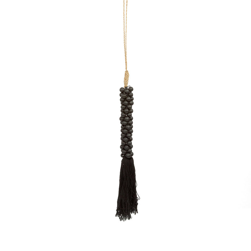 The Wooden Beads with Cotton Tassel - Black in wood — handmade luxury wall decoration curated by Laiyahome