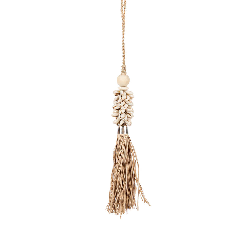 The Cowrie and Raffia Tassel - Natural in raffia — handmade luxury wall decoration curated by Laiyahome