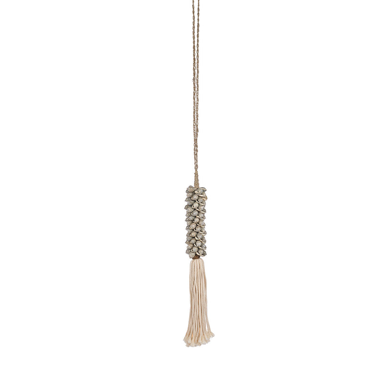 The Shell & Cotton Tassel - Grey in shell — handmade luxury wall decoration curated by Laiyahome