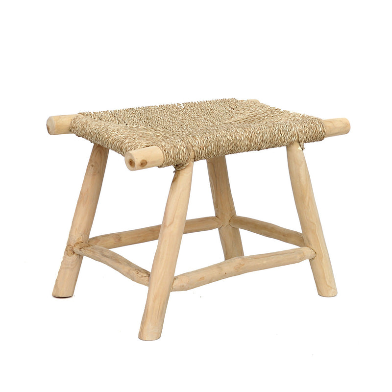 The Porto Seagrass Stool - Natural - M in wood — handmade luxury stool curated by Laiyahome
