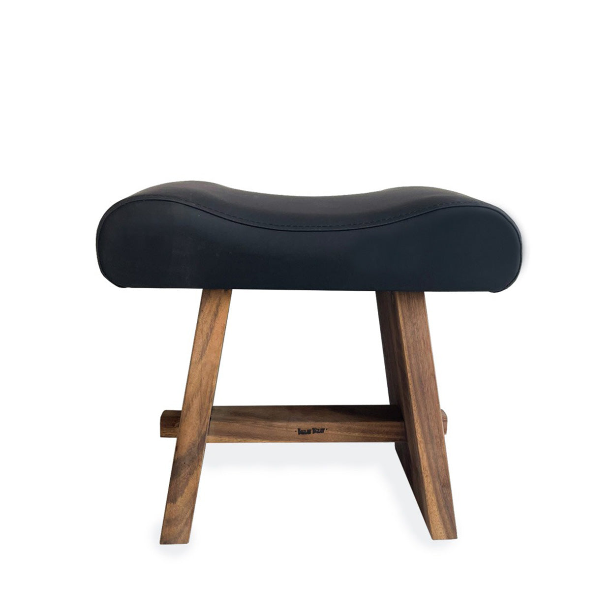 The Suar Stool with Leather - Natural Black in wood — handmade luxury stool curated by Laiyahome