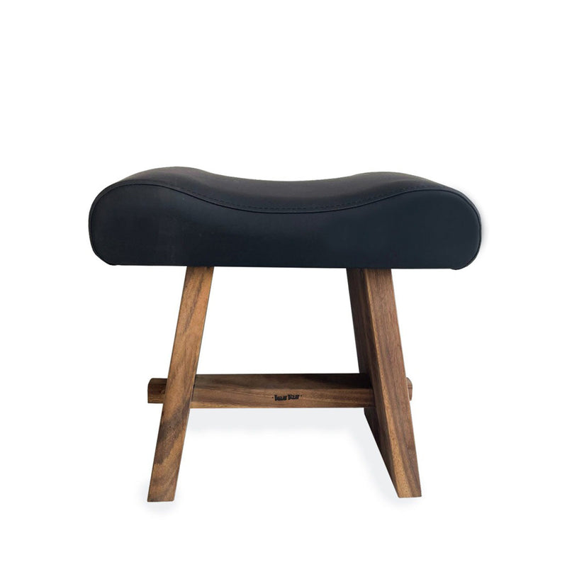 The Suar Stool with Leather - Natural Black in wood — handmade luxury stool curated by Laiyahome