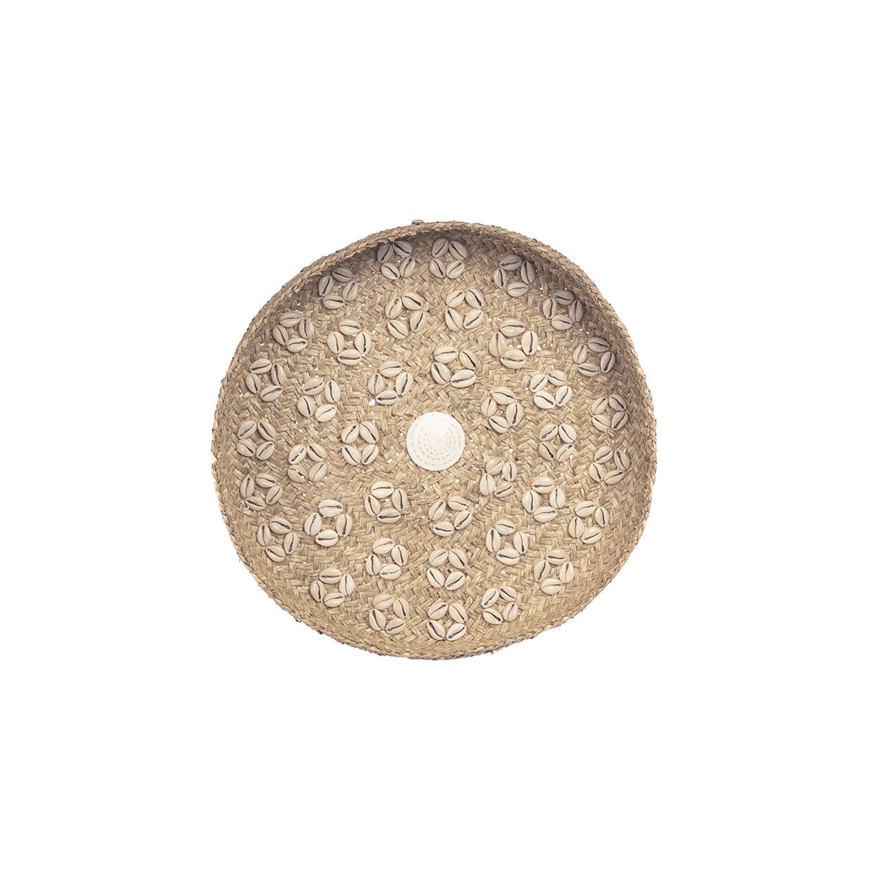The Caribe Shell Plate - Natural White - M in grass — handmade luxury wall decoration curated by Laiyahome