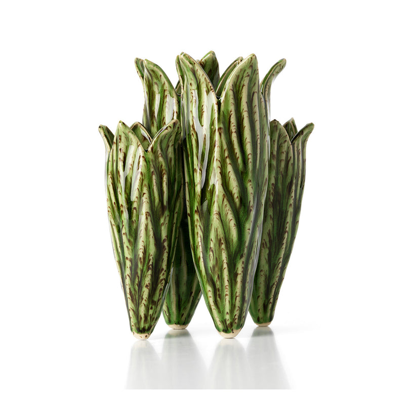 The Tulip Leaf Vase - Forest Green in stoneware — handmade luxury vase curated by Laiyahome