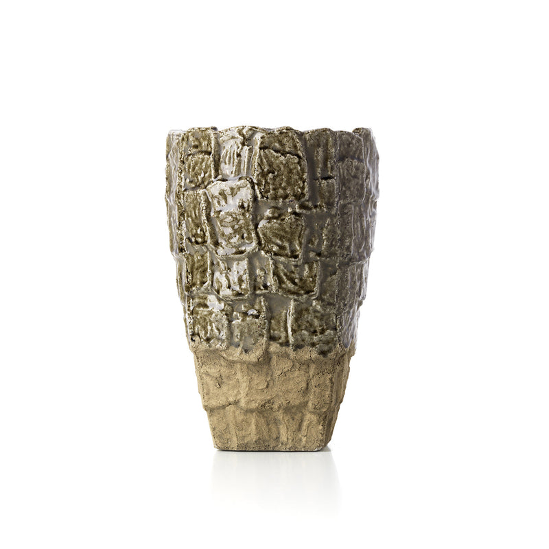 The Rock Texture Vase - Grey Stone - L in stoneware — handmade luxury vase curated by Laiyahome