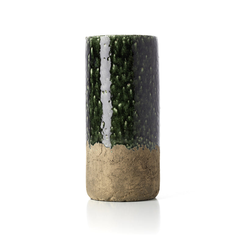 The Moss Cylinder Vase - Concrete Green - L in stoneware — handmade luxury vase curated by Laiyahome
