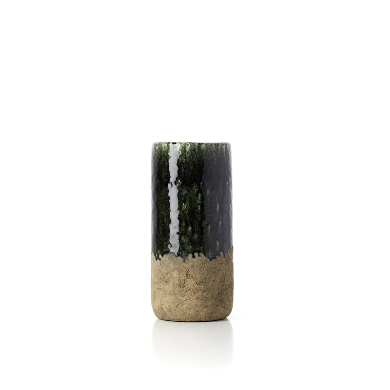 The Moss Cylinder Vase - Concrete Green - M in stoneware — handmade luxury vase curated by Laiyahome