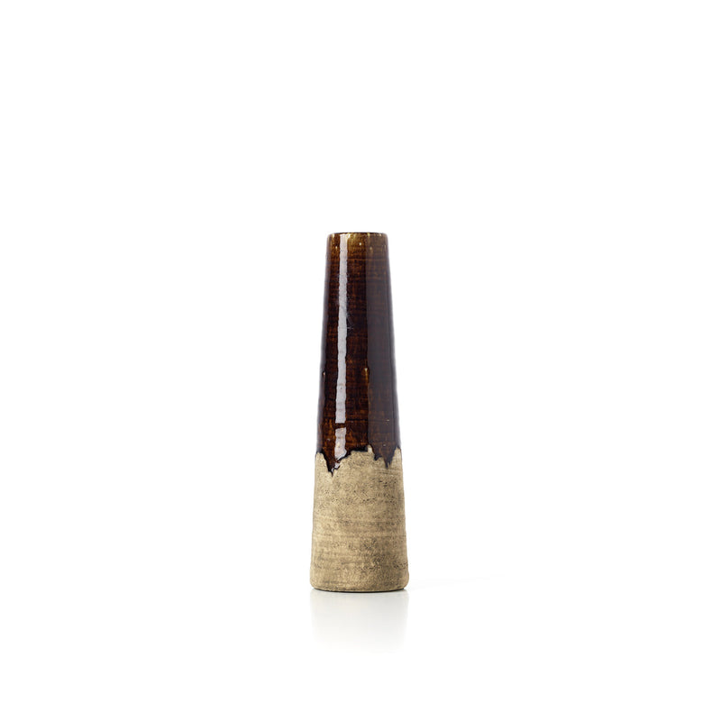 The Amber Cone Vase - Concrete Brown - S in stoneware — handmade luxury vase curated by Laiyahome