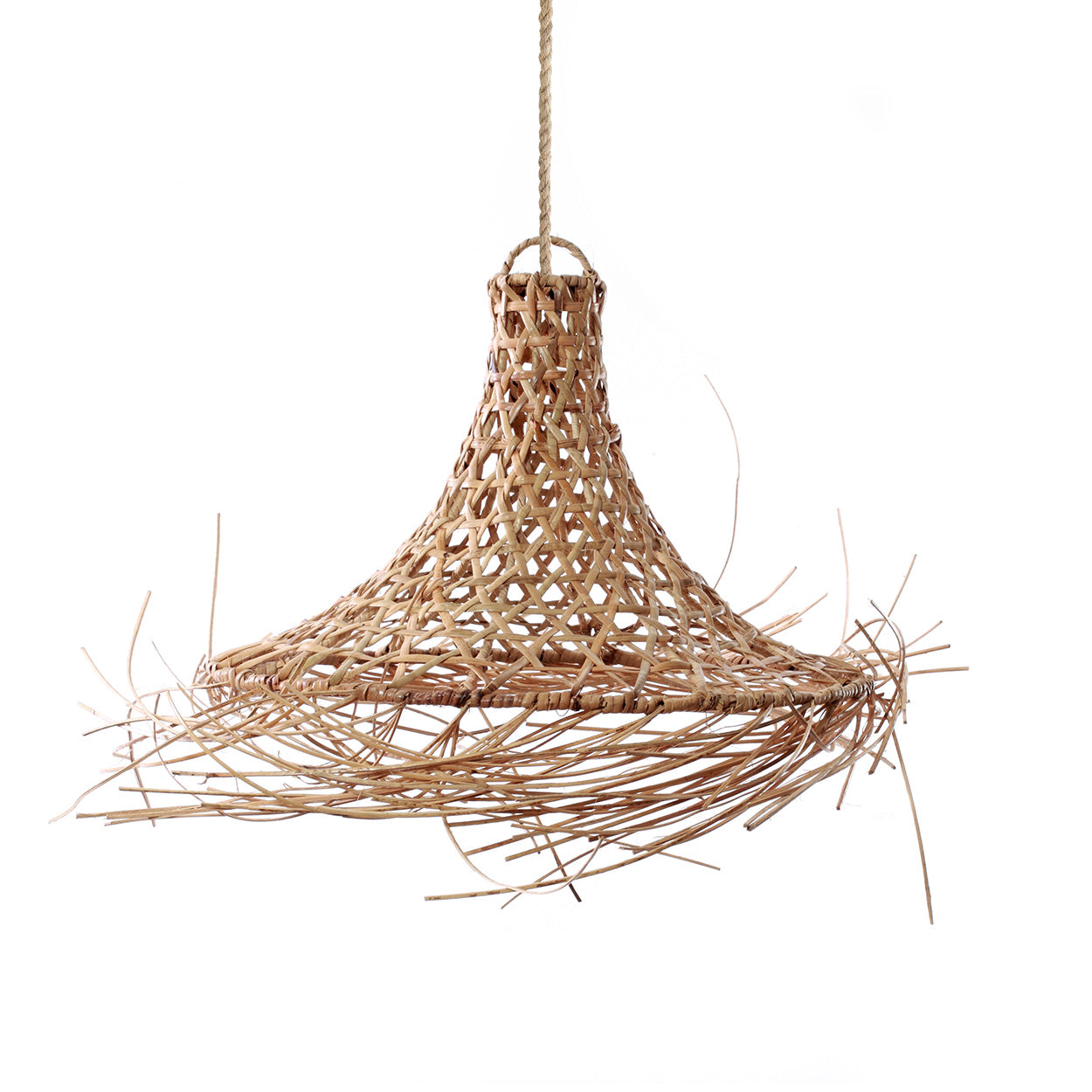 The Mykonos Pendant - Natural - M in rattan — handmade luxury pendant lamp curated by Laiyahome