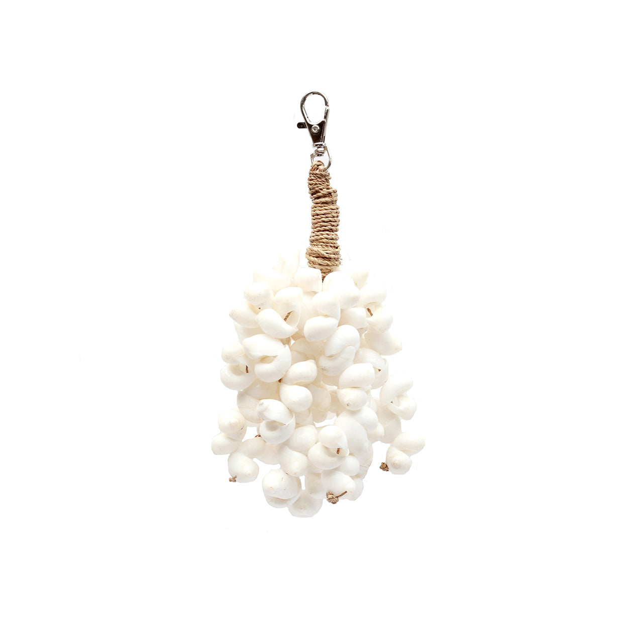 The Kai Shell Keychain - White in seagrass — handmade luxury keychain curated by Laiyahome