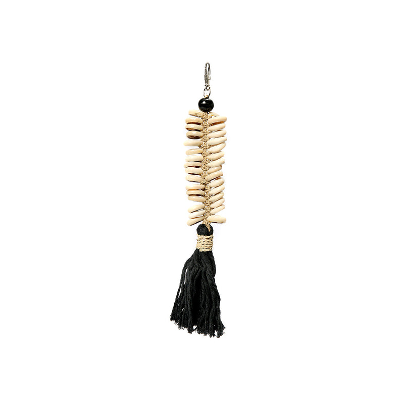 The Macrame Fishbone Keychain - Black in cotton — handmade luxury keychain curated by Laiyahome
