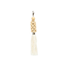The Wooden Beads Keychain - Natural White in glass — handmade luxury keychain curated by Laiyahome