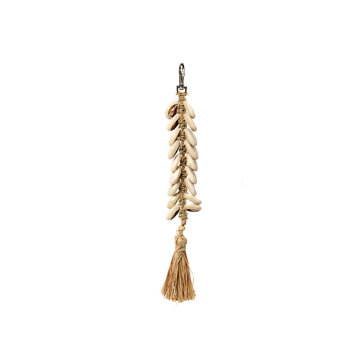 The Raffia Fishbone Keychain - Natural White in raffia — handmade luxury keychain curated by Laiyahome